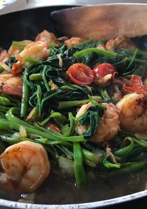 Foto resep Cah kangkung udang