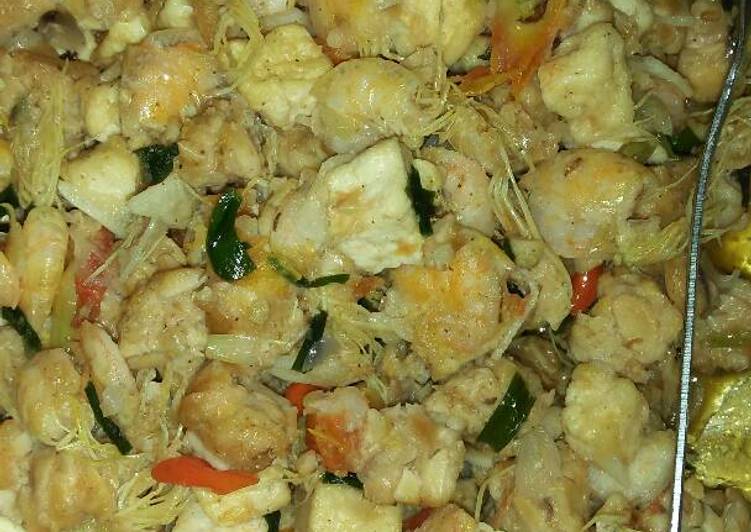 Oseng udang tahu tempe