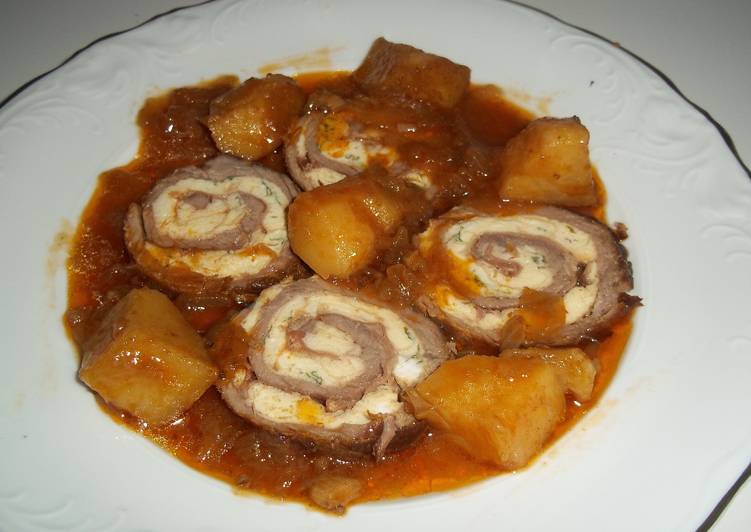 Redondo de ternera relleno de carne picada Redondo de ternera relleno de carne picada