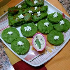 Palak paneer idli A picture of Palak paneer idli.
