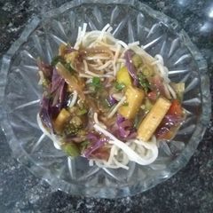 A picture of Chinese Stir Fried Vegetables with Noodles.