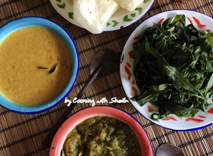 Foto resep Kuah Kari, Sambal Lombok Ijo dan Daun Singkong Rebus
