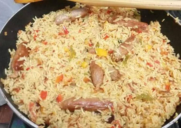 Fried rice cooked with beef chipolatas#Ricecontest