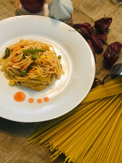 A picture of Corn spaghetti.