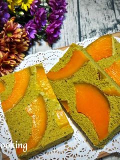 南瓜抹茶蛋糕 的食譜成品照片