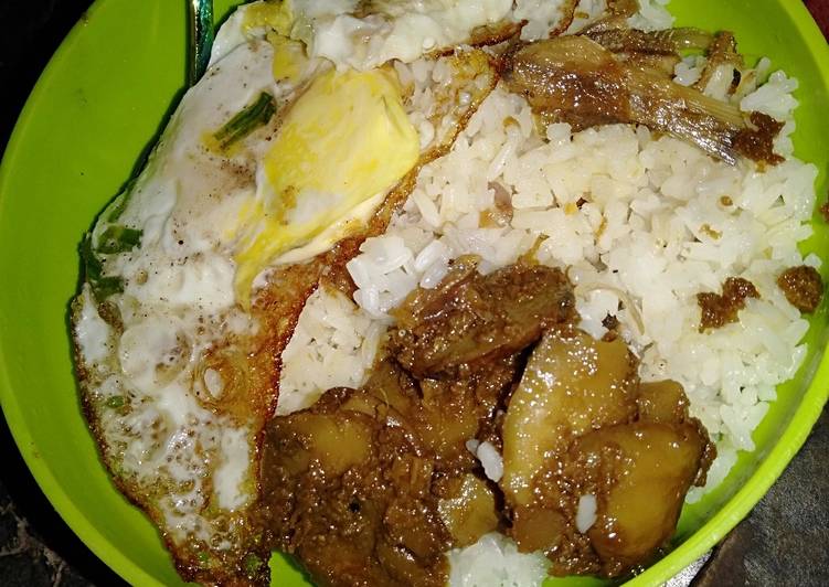 Resep Rice bowl ala aku dengan kearifan lokal 😁☺️ yang pingin nambah