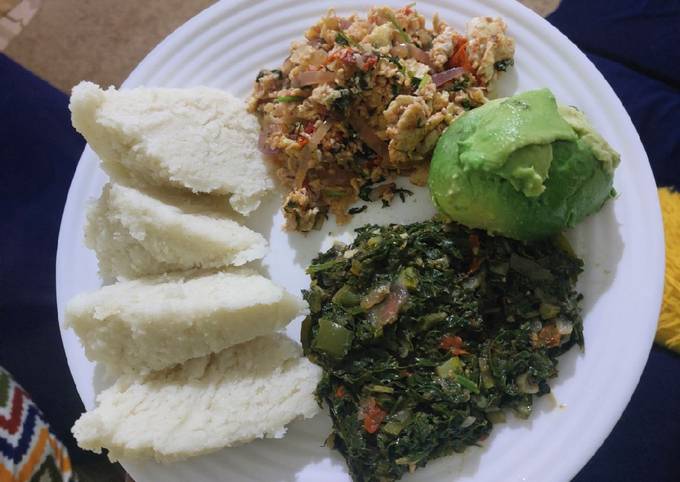 Ugali, Eggs and Greens