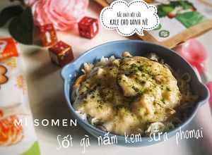 Hình của món Mì somen sốt gà nấm kem sữa phomai - Ăn dặm.