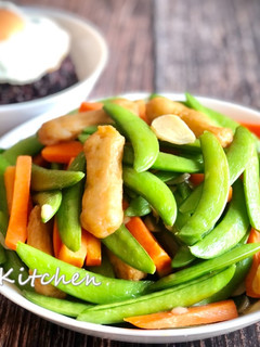 百元家常菜-甜不辣炒甜豆 的食譜成品照片