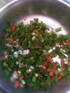 A picture of Spring onion salad.