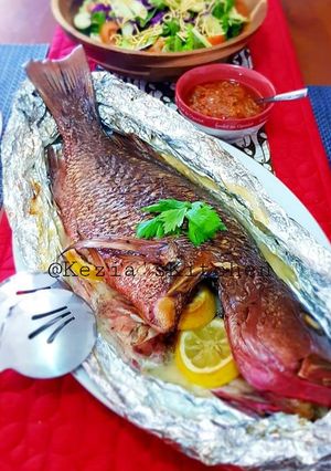 A picture of Baked Whole Mangrove Jack Fish.