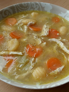 A picture of Vickys Chicken & Gnocchi Soup, GF DF EF SF NF.