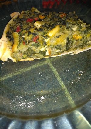Una foto de Tarta de acelga, puerro y crema