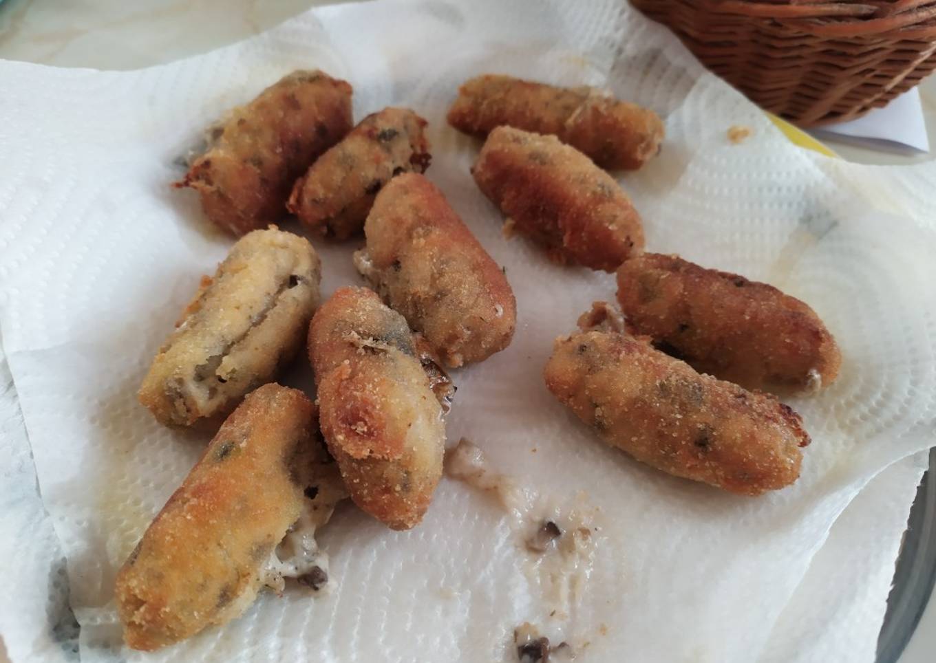 Croquetas de champis y berenjena con leche de cabra ❤️
