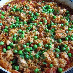A picture of Chicken & Chorizo Baked Rice.
