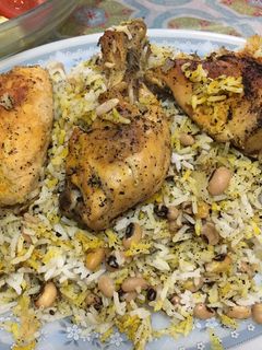 عکسی از دستور لوبيا چشم بلبلی پلو با مرغ