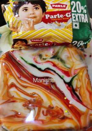 A picture of Parle-G Biscuits Brownie with Mirror Glaze Effect.