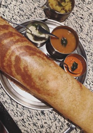 A picture of Mysore masala dosa.