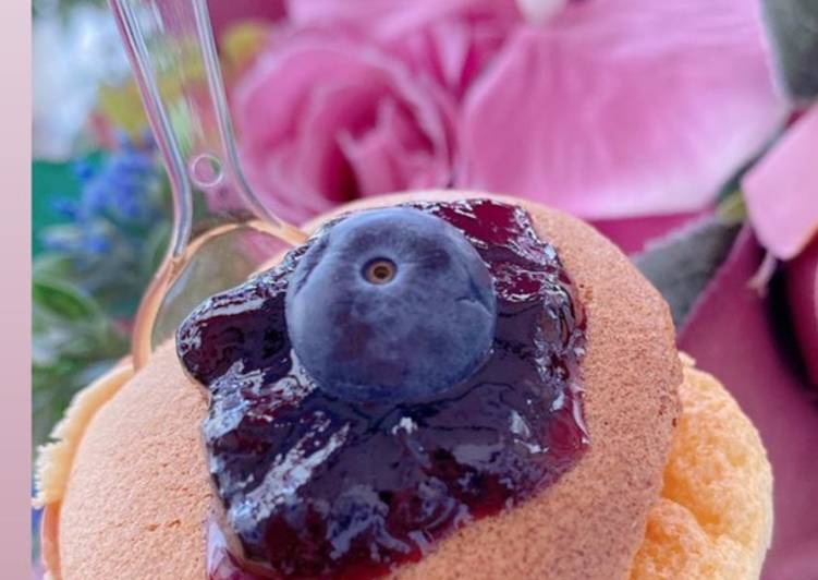 makanan Hokkaido chiffon blueberry cup cake Anti Gagal