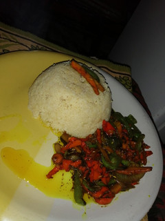 A picture of Couscous with stirfry veggie sauce (vegan).