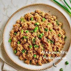 A picture of Couscous with beef.