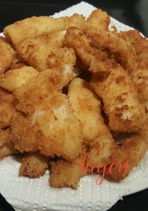 Hình của món Phi lê cá Mú lăn bột chiên giòn.
