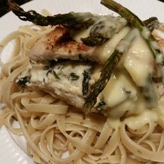 A picture of Brad's stuffed chicken florentine.