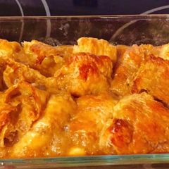 A picture of Easy Caramel Croissant Pudding.