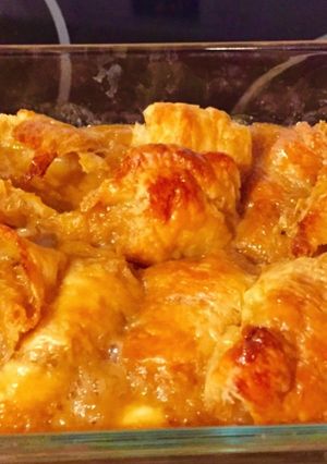 A picture of Easy Caramel Croissant Pudding.