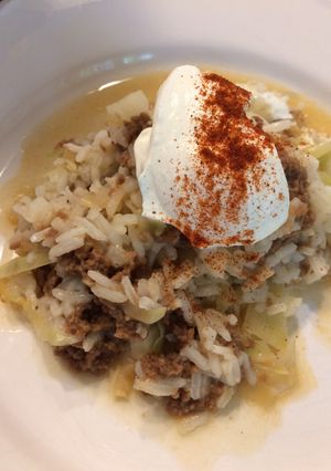 Kovászos káposzta rakottan, őzhússal recept fotója