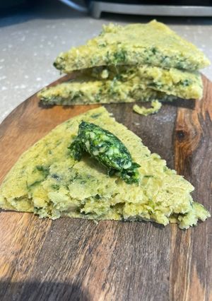 A picture of Wild Garlic Chickpea Farinata.