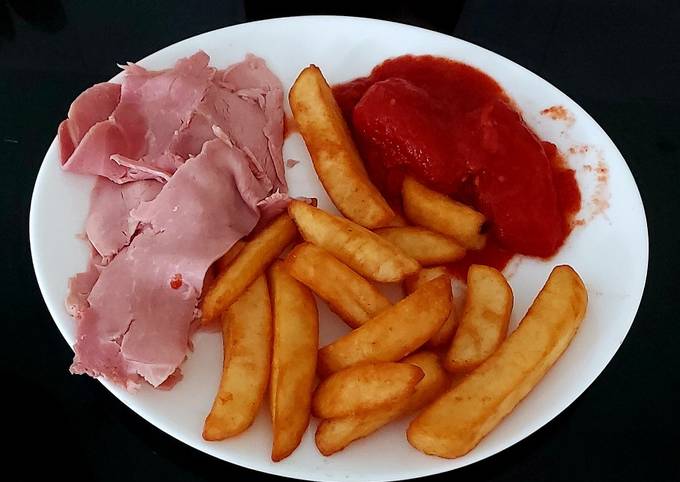 My Simple Cooked Ham, Homemade Chips & Tomatoes 🍅😋