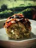 Roti de cerdo relleno de pesto