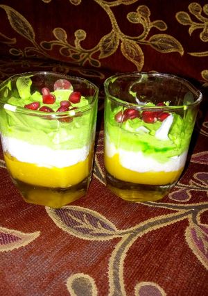A picture of Tricolour panna kotta.