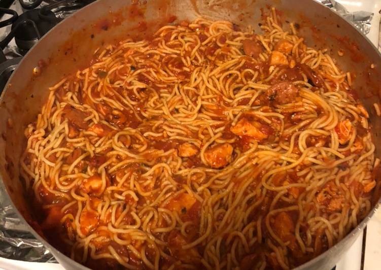 Recipe of Ultimate Cajun Chicken and Sausage Spaghetti