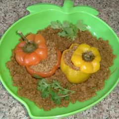 A picture of Achari shimla mirch keema - capsicum with beef mince.