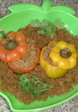 A picture of Achari shimla mirch keema - capsicum with beef mince.