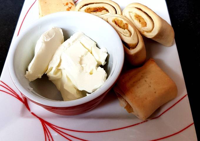 My Garlic and Cheese Bread rolls. With a cheese & Chives Dip.π