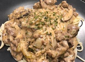 Foto resep Spaghetti Beef Stroganoff