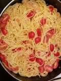 Spagetti con camarones y limón