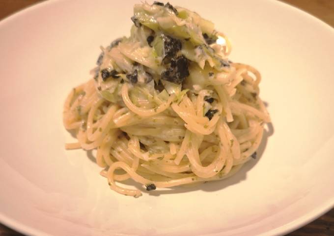 Ricetta Pasta giapponese con porro, alghe nori e formaggio cremoso di Junko  - Cookpad