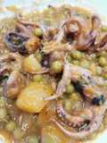 Moscardini con patate e piselli in umido