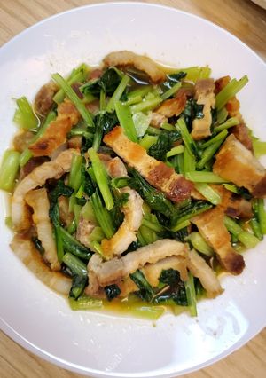 塔菇菜炒五花肉 的食譜成品照片