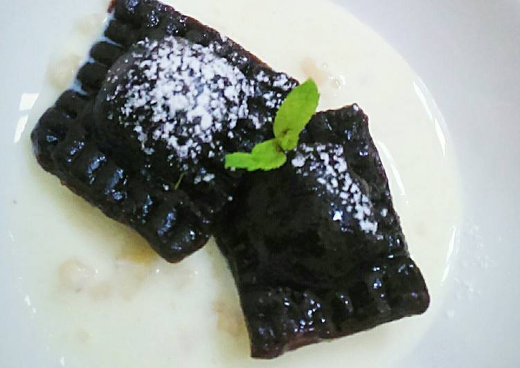 Chocolate Ravioli with Khoya Filling