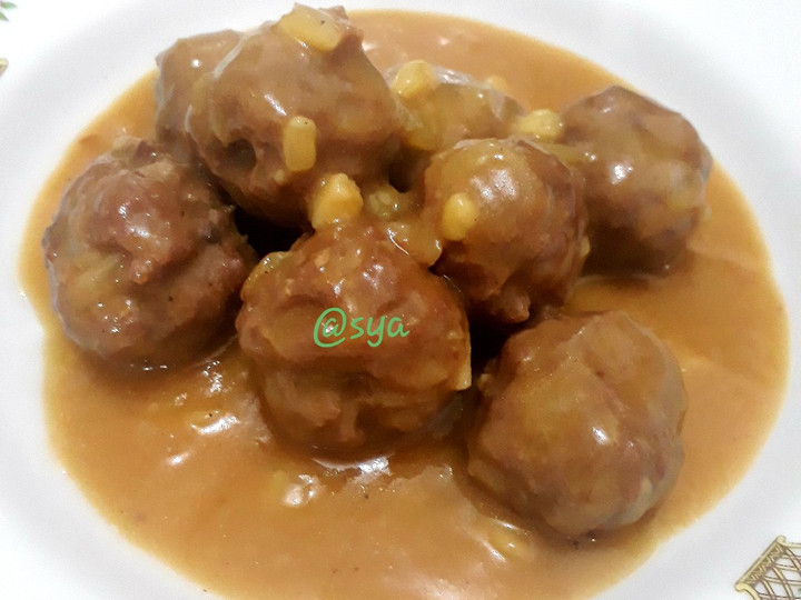  Bagaimana cara buat Bola-bola daging Saus gravy dijamin nikmat