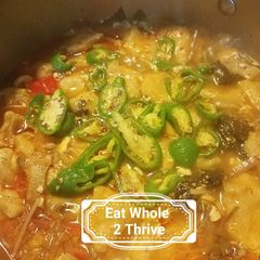 A picture of Kimchi hand-tored Kamut noodle soup 泡菜面片汤.
