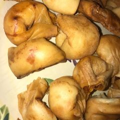 A picture of Prawn and chicken wontons.