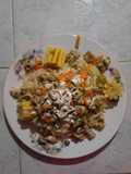Pasta con pepitona y vegetales