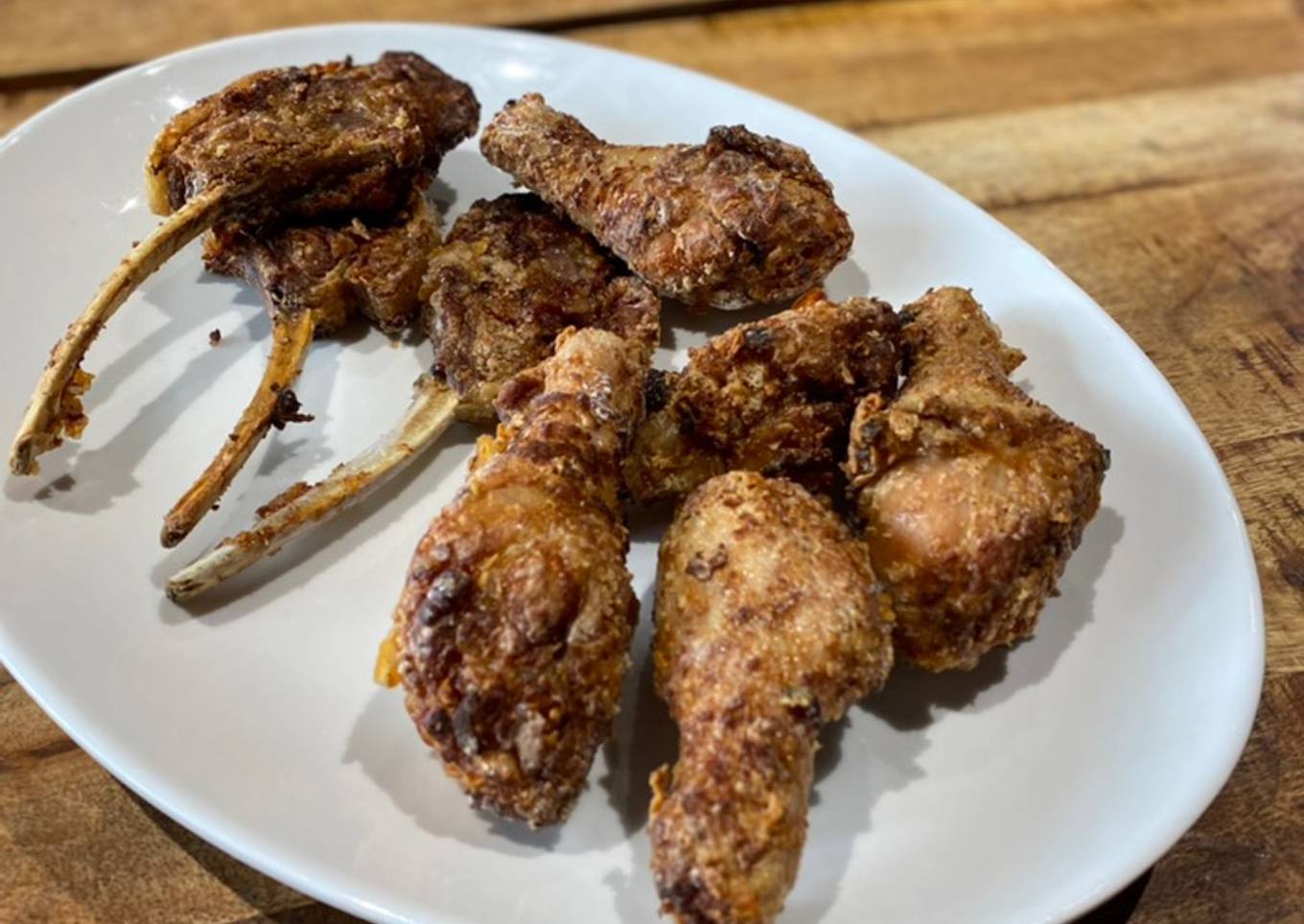 10 mins preparation! Chicken and lamb chop Karaage in an air fryer