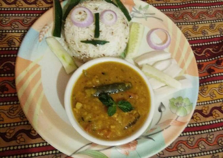 Recipe of Appetizing Samber Chawal with salad